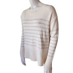 NWT Gap Cream & Gray Striped Split Hem Sweater (XSP)